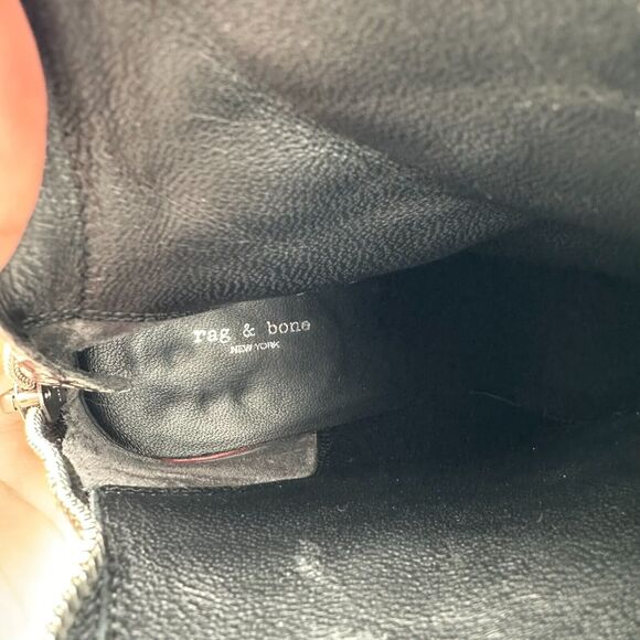 Rag & Bone Fleur Ankle Boots Embossed Leather Womens 37.5 Black White Polka Dots - Picture 8 of 12